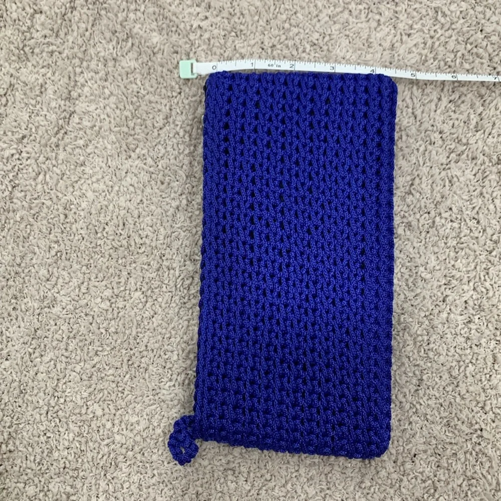 Handmade blue crochet satchel purse - Picture 7 of 7